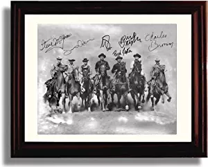 Framed Cast of Magnificent Seven Autograph Replica Print - Magnificent Seven