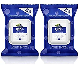 Yes To Blueberries Cleansing Facial Wipes (Pack of 2) With Blueberry Extract, Apple Extract, Lemon Peel, Chamomile Flower, Sweet Almond, Citric Acid, Linalool and Potassium Sorbate, 30 count each