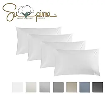 ELINEN King Pillowcase Set of 4, Luxury Hotel Pillow Cases, 100% Supima Cotton 600 Thread Count, Sateen Weave, Premium Quality King Pillowcase 4 Pieces (White, King4 pcs)