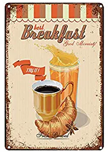 Vintage Metal Tin Sign 16 X 12 Inch,Best Breakfast,Suitable for Bar Club Cafe Farm Home Decor Art Poster
