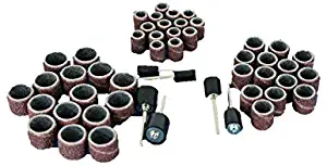 TEMO 51 pc Mixed Size 1/4 Inch (6 mm) 3/8 Inch (9 mm) 1/2 Inch (13 mm) Sand Drum 60 Grit Coarse with 1/8 Inch (3 mm) Mandrels for Dremel and Compatible Rotary Tool