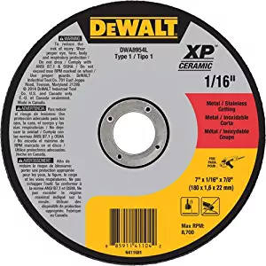 DEWALT DWA8954L XP Ceramic Type 1 Metal/Stainless Cutting Wheel, 7" x 1/16" x 7/8"