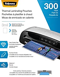 Fellowes Thermal Laminating Pouches, Letter Size Sheets, 3mil, 300 Pack
