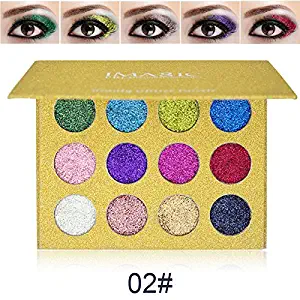 Eye Shadow Glitter Powder Palette, Spdoo 12 Colors Shimmer Shiny High Pigmented Eyeshadow Mineral Pressed Glitters for Party