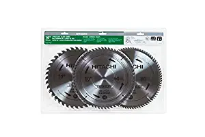 Hitachi 115166 Finish and Combination Miter/Table Saw Blade Set, 10-Inch, 3-Pack