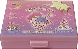 Sanrio Little Twin Stars Container Cosmetic Care Case Makeup Travel Wide Cases with 4sheets movable Partitions (Happiness)