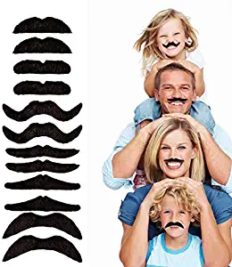 12pcs/set Party Halloween Christmas Fake Mustache Funny Fake Beard Whisker for Your Birthday - Novelty and Toy, for Halloween, Parties, Kids, Gift, Favors, Fun, Birthday, Fiesta, Games, Home