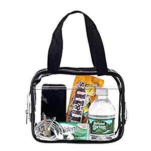 Small Clear Handbag Purse Great for Work, Events, Makeup, Cosmetics NFL Stadium Approved Sturdy Transparent Pocketbook Carry Bag