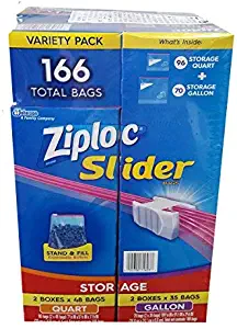 Ziploc Slider Storage Bags 166 Count Variety Pack: Quart (96 ct.), Gallon (70 ct.)