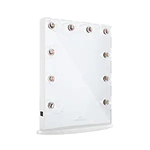 Impressions Vanity Hollywood Makeup Vanity Mirror with Lights for Tabletop or Wall | White Hollywood Glow Vanity Mirror with 10 Clear LED Dimmer Bulbs | Power Outlet | 19.5" L x 8" W x 26.5" H