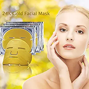 Violet Flames PACK OF 3 24k Gold Facial Mask - Anti-Wrinkle Skin Whitening and Moisturizing Pore Minimizing Treatment - Bio-collagen Crystal Facial Mask For Anti Aging Skin Rejuvenation and Repair