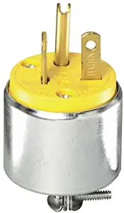 Leviton 620PA 000-000 Straight Blade Electric Plug, 250 V, 20 A, 2 P, 3 W, Pack of 1, Yellow