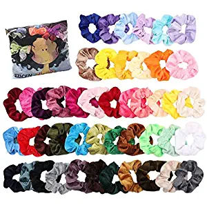 ZZICEN Hair Scrunchies Velvet Elastic Hair Bands Scrunchy Hair Ties Ropes Scrunchie for Women or Girls Hair Accessories - 46 Assorted