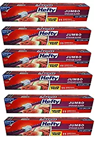 Hefty Onezip Slider Bags, Jumbo 2.5 Gallon Multi-purpose 11 Count (Pack of 6) 66 Bags Total