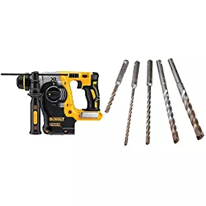 DEWALT DCH273B20v Max Brushless SDS Rotary Hammer(Tool Only) with DEWALT DW5470 5-Piece Rock Carbide SDS Plus Hammer Bit Set