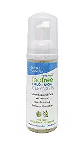 Gentle Formula Tea Tree Eyelid and Facial Cleanser (50 mililiters) Helps Reduce Dry Eye and Blepharitis Symptoms Caused by Demodex