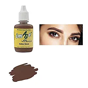 MEI-CHA Image Brow GOLDEN BROWN Color Pigment Permanent Makeup Microblading Supplies Eyebrow Shading Micropigmentation Cosmetic Tattoo Ink Lip Ombre Feathering Hair Stroke LARGE Bottle 15ml