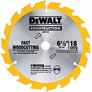 DEWALT DW9155 6-1/2-Inch 18 Tooth ATB Fast Cutting Carbide Saw Blade with 5/8-Inch Arbor