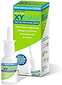 Xynase Natural Saline Nasal Spray with Xylitol - Relieves Nasal Congestion, Allergy Symptoms, Sinus Pressure (0.75 fl oz) 1 Pack All Natural Safe for Children