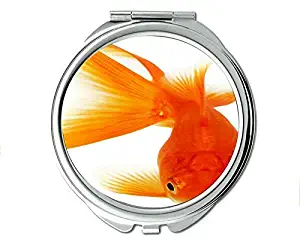 Mirror,Compact Mirror,fishs theme of Pocket Mirror,portable mirror 1 X 2X Magnifying