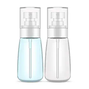 Spray Bottle Travel Size, Yamyone 2Pcs 60ml/2oz Fine Mist Hairspray Bottle for Essential Oils, Empty Airless Makeup Face Spray Bottle Clear Refillable Travel Containers for Cosmetic Skincare Perfume