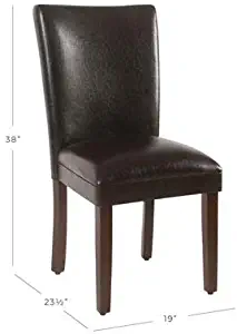 HomePop Parsons Upholstered Accent Dining Chair, Set of 2, Dark Brown Faux Leather