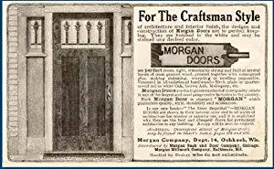 Great 1910 AD for Morgan Doors in The Craftsman Style Original Paper Ephemera Authentic Vintage Print Magazine Ad/Article