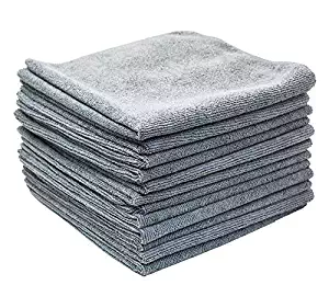 (12-Pack) 16 in. x 16 in. Commercial Grade All-Purpose Microfiber HIGHLY ABSORBENT, LINT-FREE, STREAK-FREE Cleaning Towels - THE RAG COMPANY (Grey)