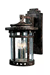 Maxim 40034CDSE Santa Barbara VX 3-Light Outdoor Wall Lantern, Sienna Finish, Seedy Glass, CA Incandescent Incandescent Bulb , 60W Max., Dry Safety Rating, Standard Dimmable, Frosted Glass Shade Material, Rated Lumens