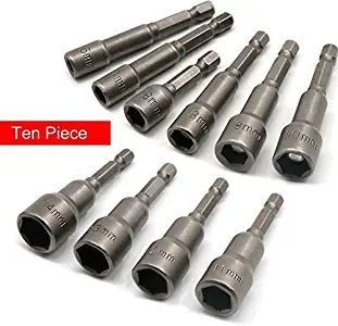 Electronic Quickly Change Magnetic Nut Setter He-Shank Socket Adapter Set Power Nut Diver 10 Pieces 6,7,8,9,10,11,12,13,14 mm