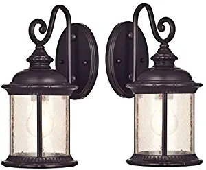 Dysmio Lighting One-Light Exterior Wall Lantern on Steel with Clear Seeded Glass, Oil Rubbed Bronze Finish - Pack of 2