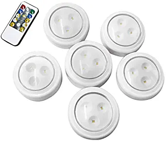 Casually Modern's Best 6 Pack Wireless LED Puck Lights with Remote Control, Stick Anywhere, Battery Powered Lights, Closet, Under Cabinet Lighting for The Home