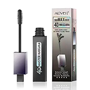 4D Silk Fiber Lash Mascara, Waterproof, Luxuriously Longer, Thicker, Voluminous Eyelashes, Long Lasting with 180 Degree Flexible Brush, Smudge-proof, Hypoaller, Thick and Length Mascara