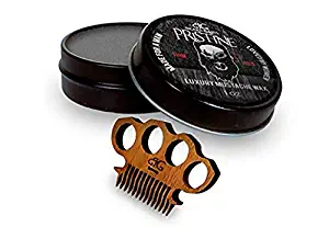 Mustache Wax Comb Kit - Mens Black Color Tinted Moustache Wax - Beard Gains (1oz)