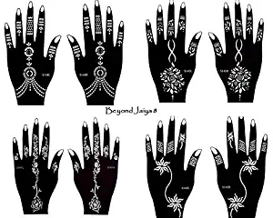 Tattoo Stencil Template Set of 8 Sheets Henna Designs Suitable for Hand Jaiya