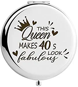 WIEZO-USA 40th - 49th Birthday Gift,Queen Makes 40s Fabulous,Gifts for Women,Mirror Gifts,40-49 Year Old Presents,Gift for Mom Wife Lady