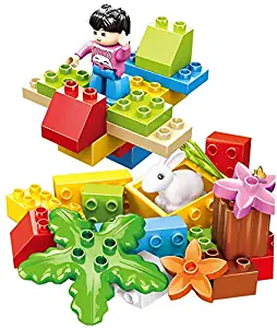 Little Builder DIY Xpress - Full 30 pcs Building Blocks Zoo Safari Plane Set with a Rabbit, Plants, and Friendly Figure - a Great Way to Help a 3+ Kid Learn About Nature & Animals