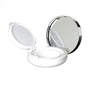 Onwon 15g 0.5oz Empty Luxurious White Silver Edge Portable Air Cushion Puff Box BB Cream Container Dressing Case Powder Box with Air Cushion Sponge Powder Puff and Mirror