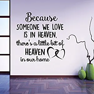 Wall Sticker Home Art Quotes PVC Girl Bedroom Quote Wall Sticker Art Vinyl Decal Because Someone We Love is in Heaven Home Room Decor DIY Removable