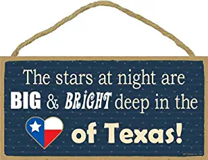 SJT ENTERPRISES, INC. The Stars are Big & Bright Deep in The Heart of Texas 5" x 10" Wood Plaque Sign (SJT13207)