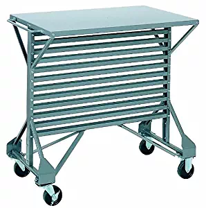 Akro-Mils 30812 Powder Coated Steel Mobile Bin Cart with Steel Worktop, 38-1/2-Inch Wide by 24-Inch Deep by 36-1/2-Inch High