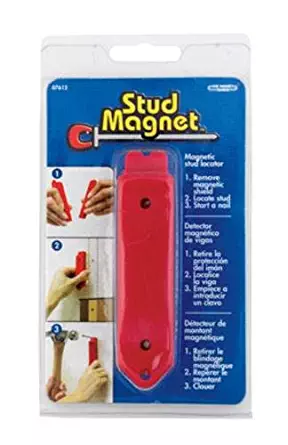 Master Magnetics 07612 Magnetic Stud Finder with Shield, Drywall Screw and Nail Locator, Red