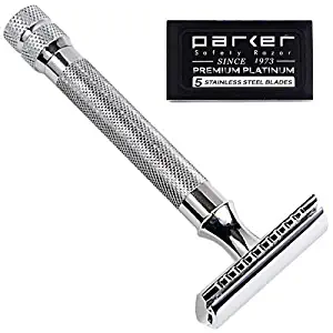 Parker 91R Super Heavyweight Double Edge Safety Razor & 5 Blades