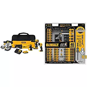 DEWALT DCK423D2 20V MAX 4-Tool Combo Kit with DWA2T40IR IMPACT READY FlexTorq Screw Driving Set, 40-Piece