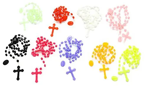 Buorsa 15 Pcs Plastic Rosary Beads Grow in Dark