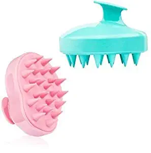 (2 Pack) Shampoo Brush Hair Scalp Massager, SuPoo Soft Silicone Scalp Massage Brush Scalp Care Brush Deep Hair Clean and Head Muscle Relax, Light Green, Pink