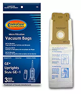 EnviroCare Replacement Micro Filtration Vacuum Bags for GE Uprights Style GE-1 3 Pack