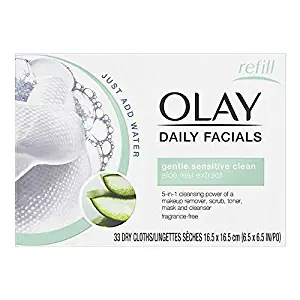 OLAY Daily Gentle Clean 5-in-1 Water Activated Cloths, 33 Ea (Pack of 3)