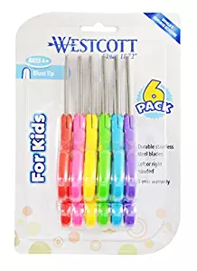 Westcott School Left and Right Handed Kids 5” Scissors, Blunt, 6 Pack (16454)