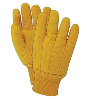 MAGID 566KW MultiMaster 13 oz. Clute Pattern Double Palm Gloves, Standard, Yellow (12 Pair)